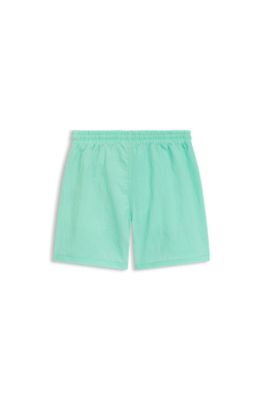 Kids' swim shorts with contrast logo print, Green