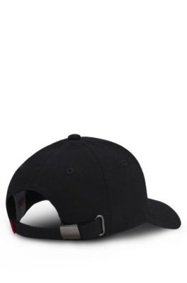 Kids' cotton-twill cap with red logo label, Black