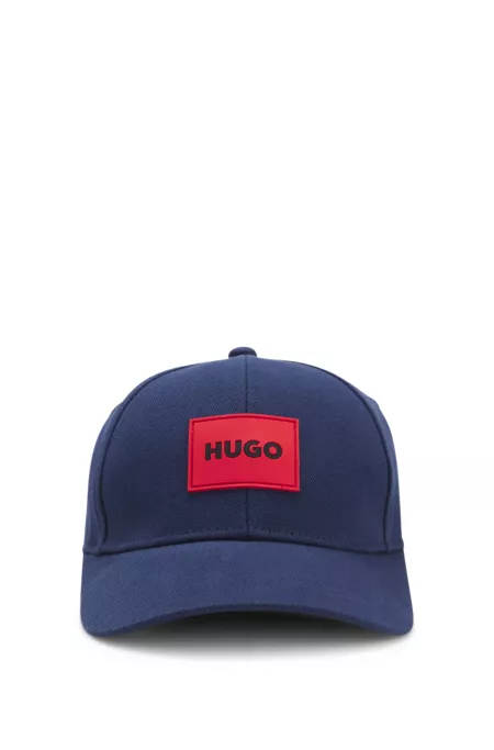 Kids' cotton-twill cap with red logo label