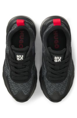 Kids' monogram-print sneakers, Black