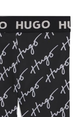 Kids' handwritten-logo leggings in stretch jersey, Black