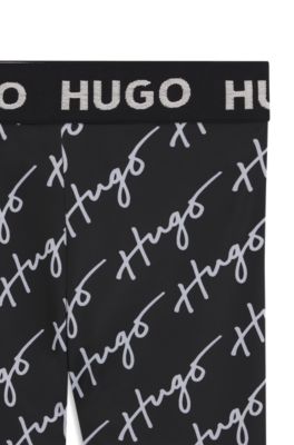 Kids' handwritten-logo leggings in stretch jersey, Black