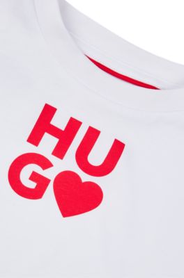 Kids' logo-print T-shirt in organic cotton, White