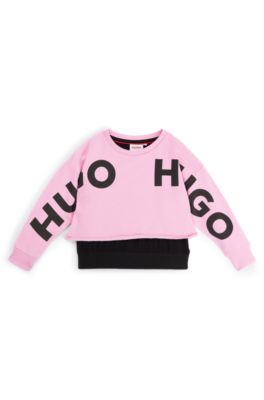 Kids' cotton-blend sweatshirt with statement logo print, Pink