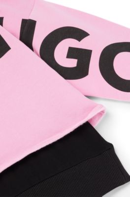 Kids' cotton-blend sweatshirt with statement logo print, Pink