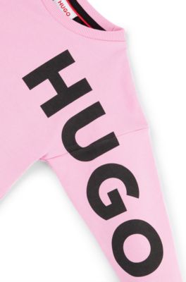 Kids' cotton-blend sweatshirt with statement logo print, Pink