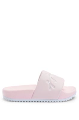 Kids' lightweight slides with logo strap, light pink