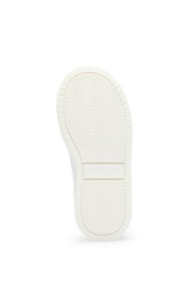 Kids' glitter-branding trainers in faux leather, White