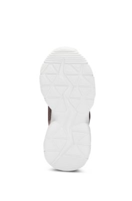 Kids' mixed-material trainers with faux leather, Silver