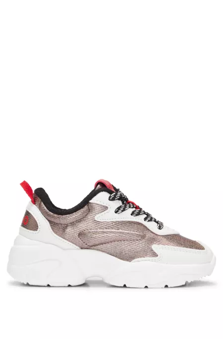 Kids' mixed-material trainers with faux leather