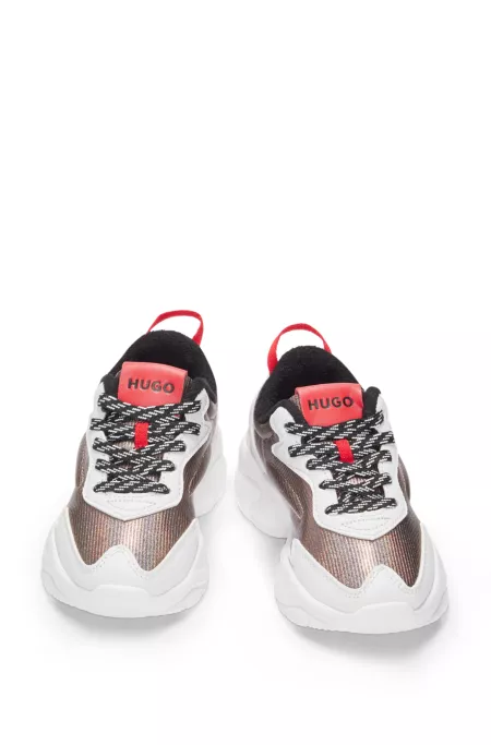 Kids' mixed-material trainers with faux leather