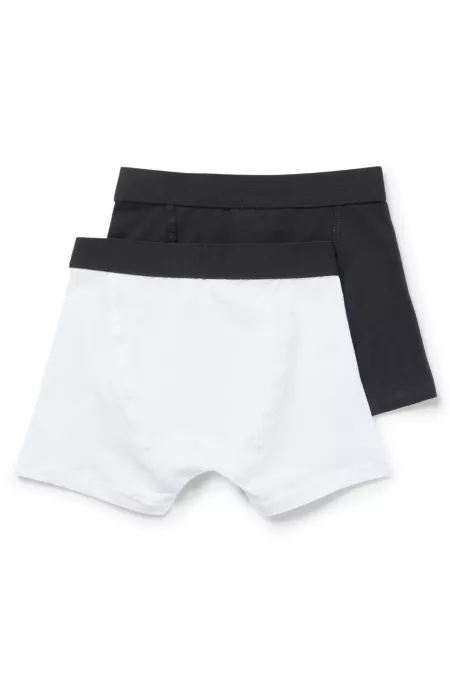Kids' two-pack of logo-waistband boxer shorts in stretch cotton