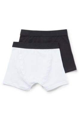Kids' two-pack of logo-waistband boxer shorts in stretch cotton, Black
