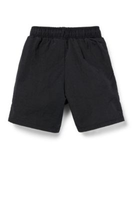 Kids' swim shorts with logo print, Black