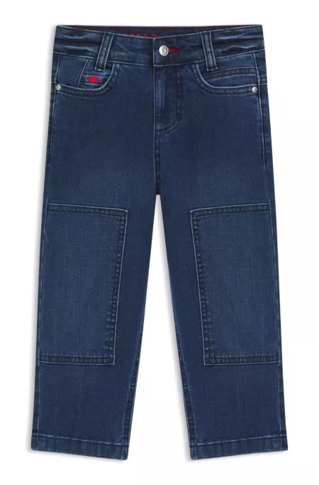 Kids' blue loose-fit jeans in stretch denim