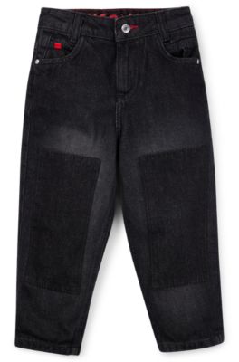 Kids' loose-fit jeans in black denim, Black