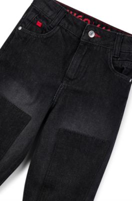 Kids' loose-fit jeans in black denim, Black