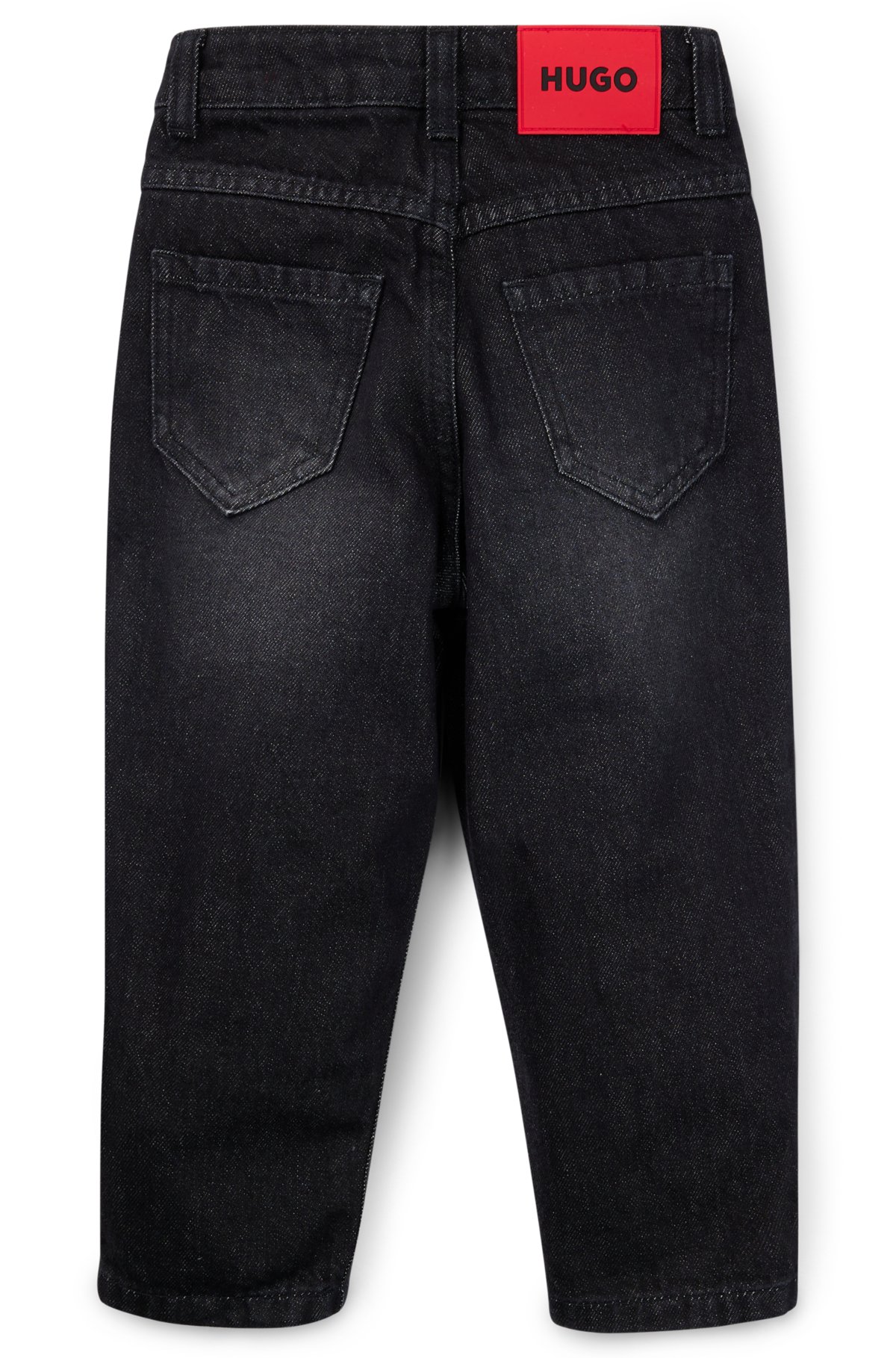 HUGO - Kids' loose-fit jeans in black denim