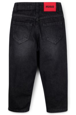 Kids' loose-fit jeans in black denim, Black