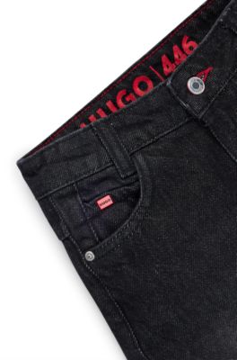 Kids' loose-fit jeans in black denim, Black