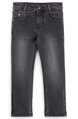 Kids' grey slim-fit jeans in stretch denim, Dark Grey