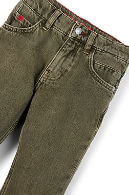 HUGO - Kids' regular-fit jeans in green-tinted denim