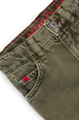 Kids' regular-fit jeans in green-tinted denim, Dark Green