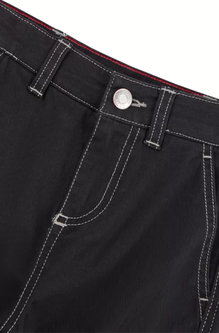 Kids' stretch-cotton cargo trousers with red logo label