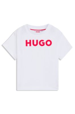 Kids' contrast-logo T-shirt in organic cotton, White
