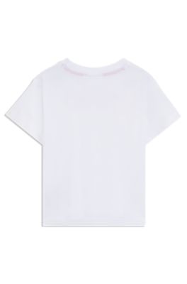 Kids' contrast-logo T-shirt in organic cotton, White