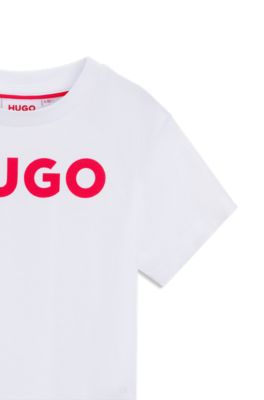 Kids' contrast-logo T-shirt in organic cotton, White