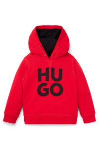 Kids' hoodie in French terry with contrast logo, Red