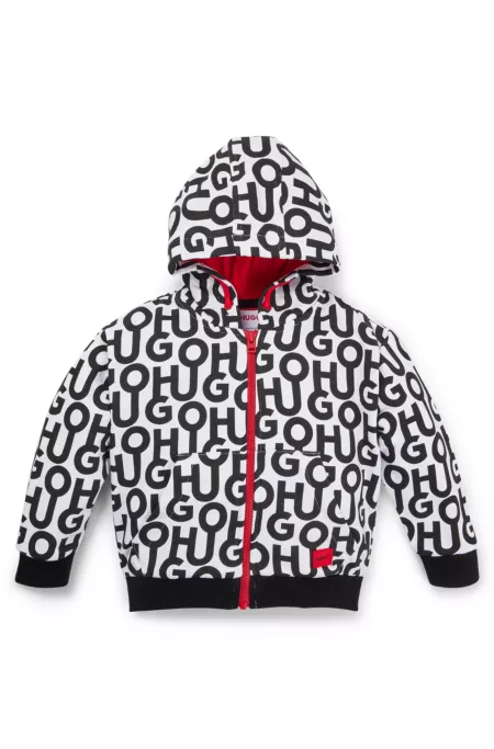 Kids' stacked-logo zip-up hoodie in a cotton blend