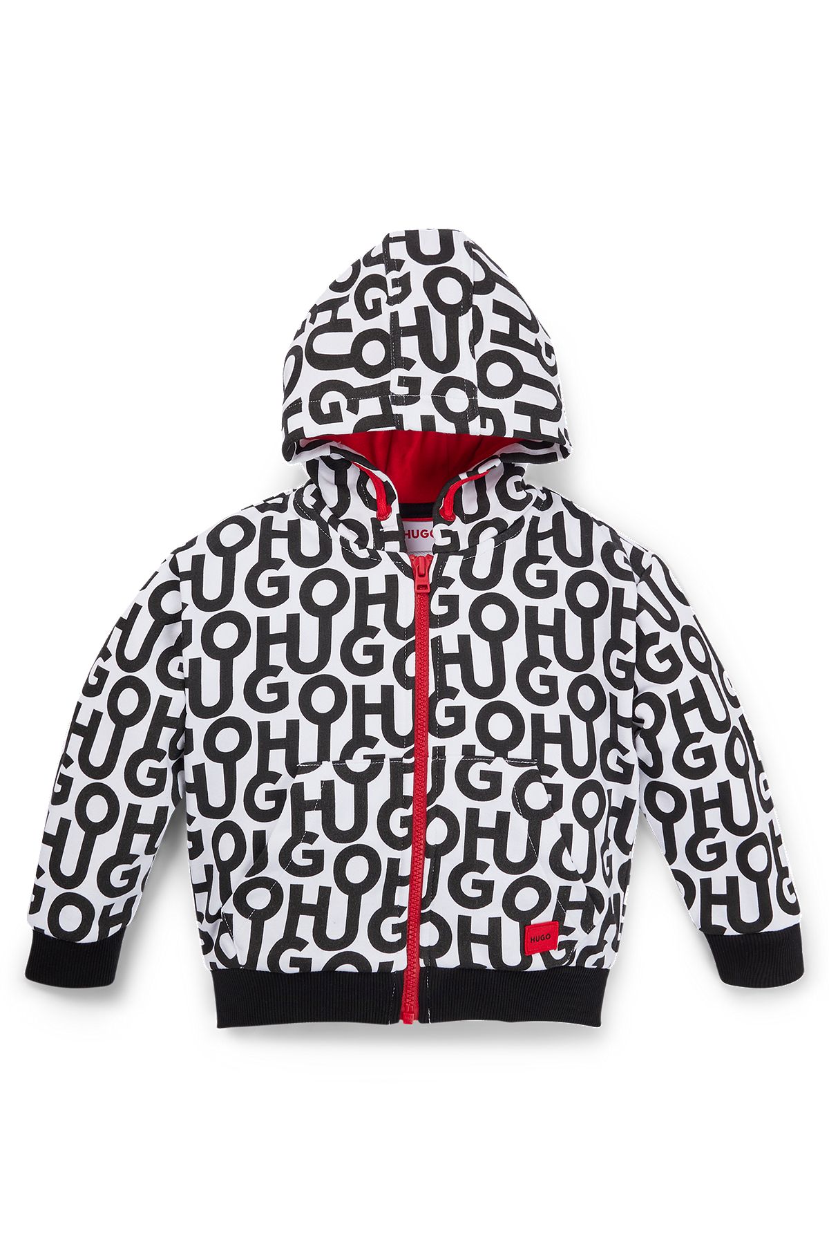 BOSS - Kids' zip-up jacket with monogram print and stripes