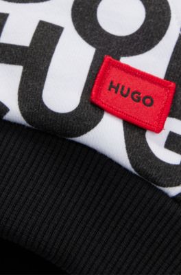 Kids' stacked-logo zip-up hoodie in a cotton blend, Patterned