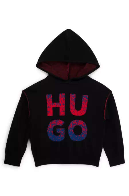 Kids' hoodie with two-tone stacked logo