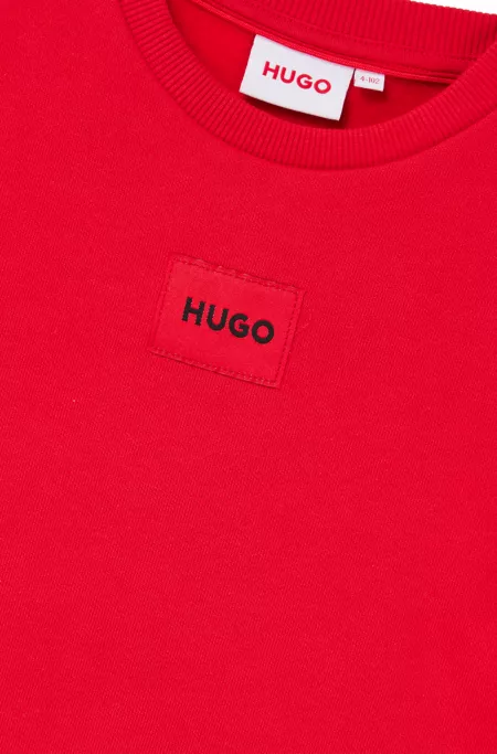 Kids' cotton-blend sweatshirt with red logo label