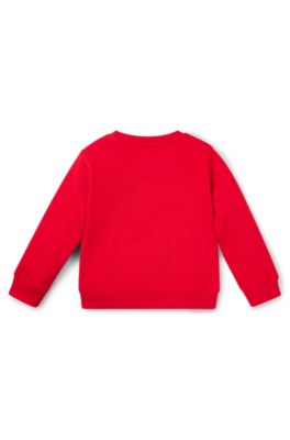 Kids' cotton-blend sweatshirt with red logo label, Red
