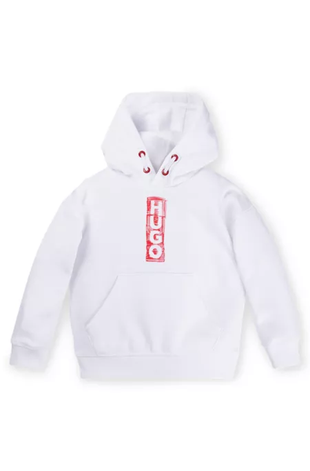Kids' cotton-blend hoodie with marker-style logos