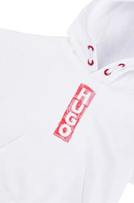 Kids' cotton-blend hoodie with marker-style logos