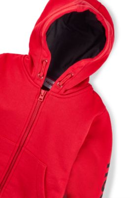 Kids' logo-print zip-up hoodie in a cotton blend, Red