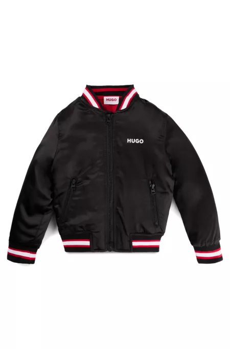 Kids' double-logo bomber jacket in satin