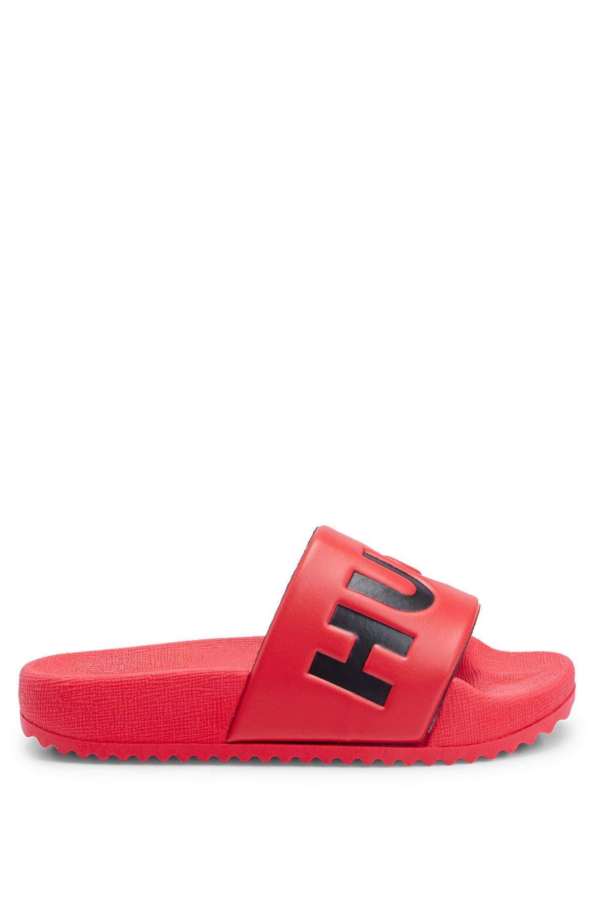 Kids' lightweight slides with logo strap, Red