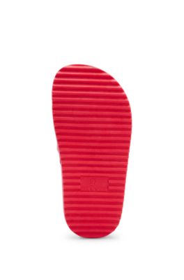 Kids' lightweight slides with logo strap, Red