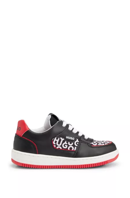 Kids' stacked-logo trainers in mixed materials
