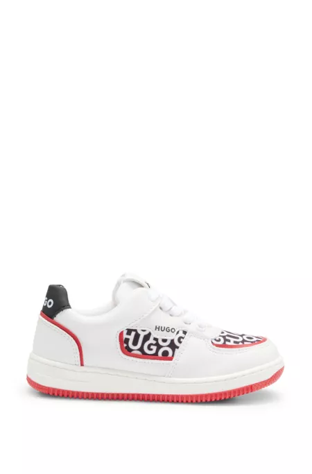 Kids' stacked-logo trainers in mixed materials