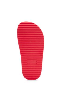 Kids' lightweight slides with stacked-logo strap, Black
