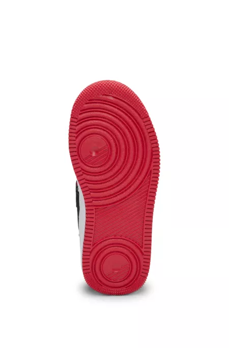 Kids' faux-leather trainers with branded strap