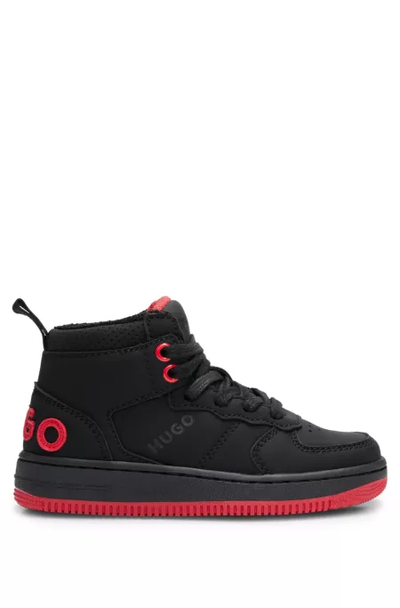 Kids' branded trainers in faux nubuck leather