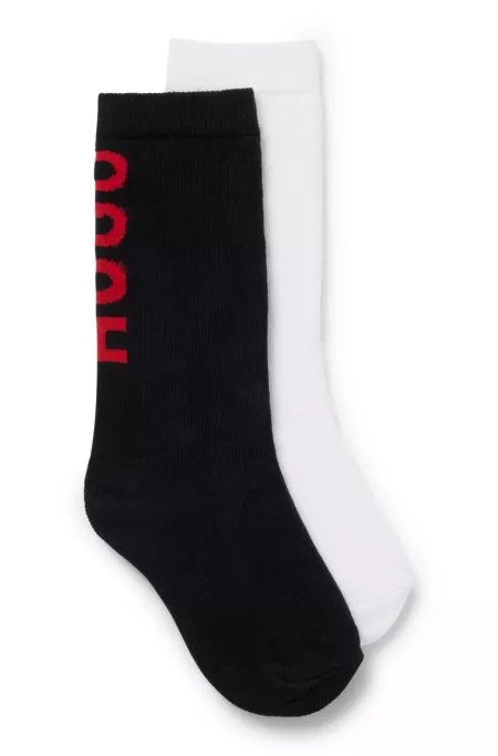 Kids' two-pack of regular-length socks with red logos